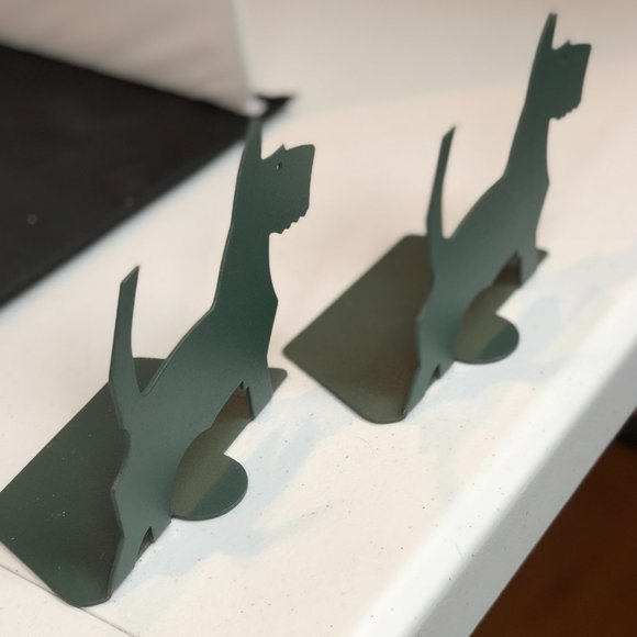 Vintage Scottie Terrier Bookends Green Metal - Picture 3 of 4